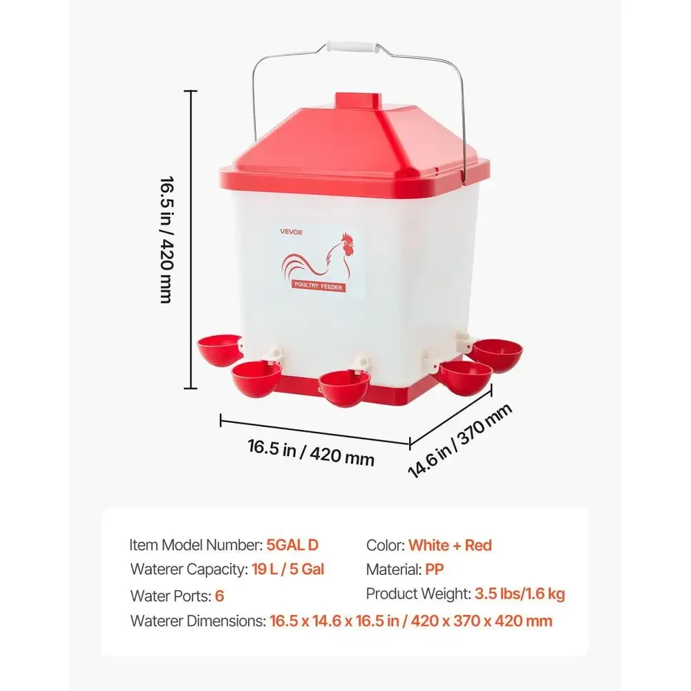 Abreuvoir automatique pour poulets 5 gallons sans gaspillage