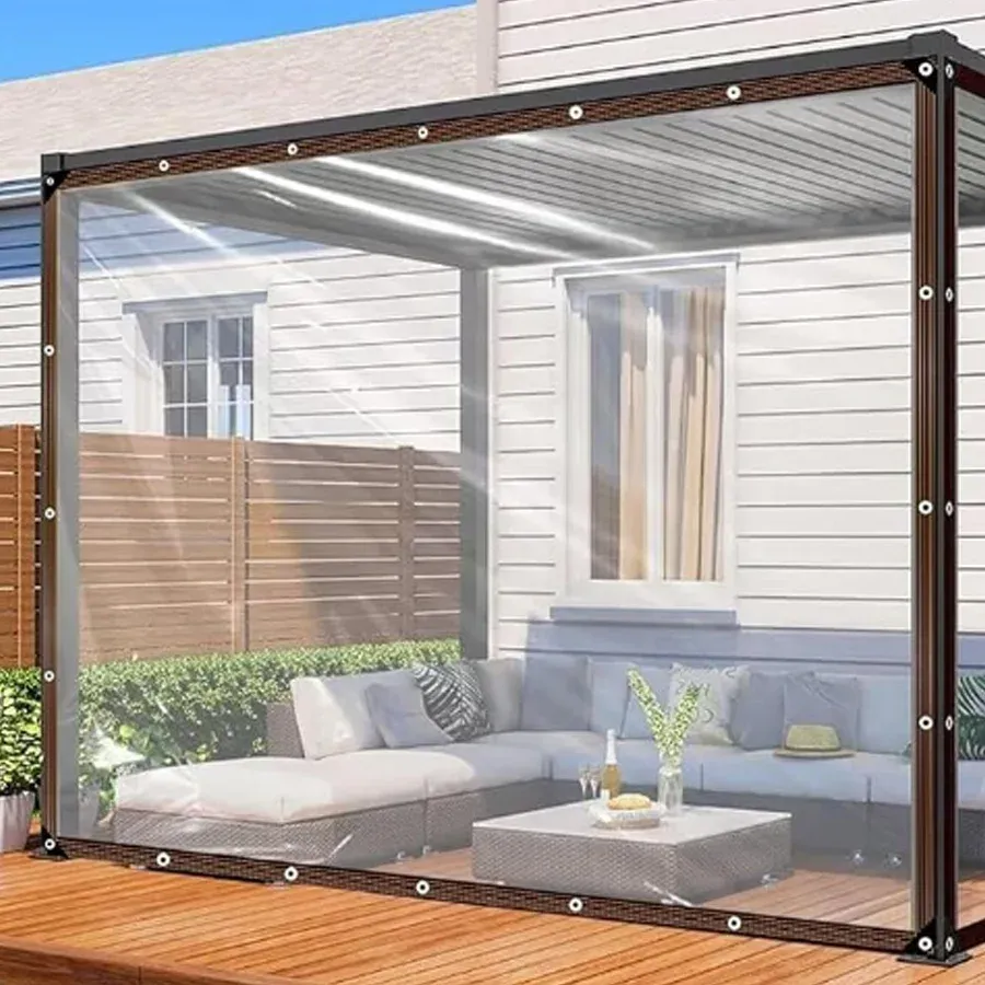 Bâche PVC transparente 1x1 à 2x3m coupe-vent anti-neige
