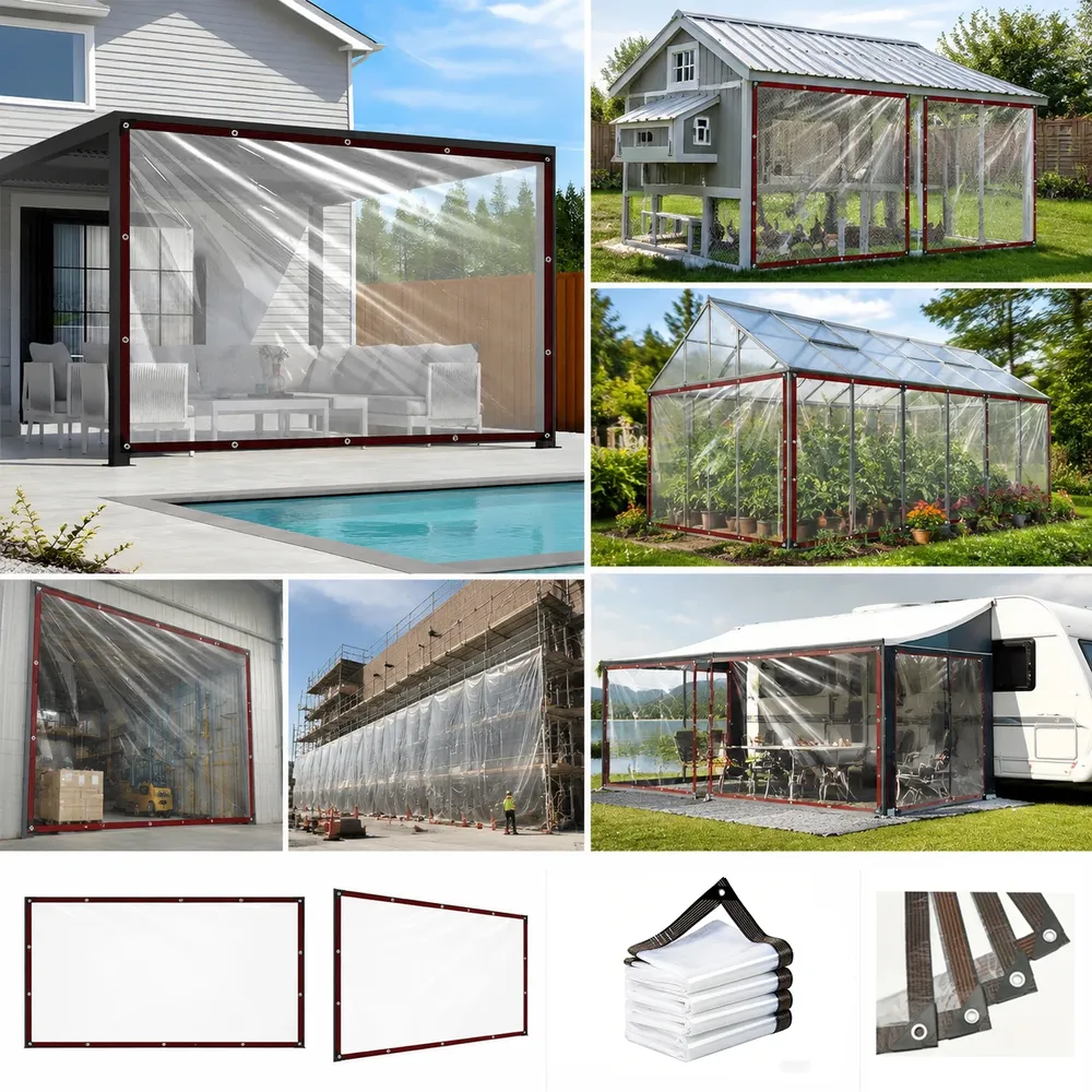 Bâche PVC transparente 2x2 à 3x3m anti-gel anti-vent