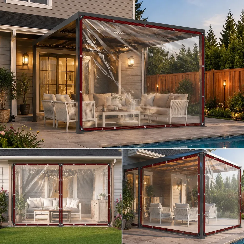Bâche PVC transparente 2x2 à 3x3m anti-gel anti-vent