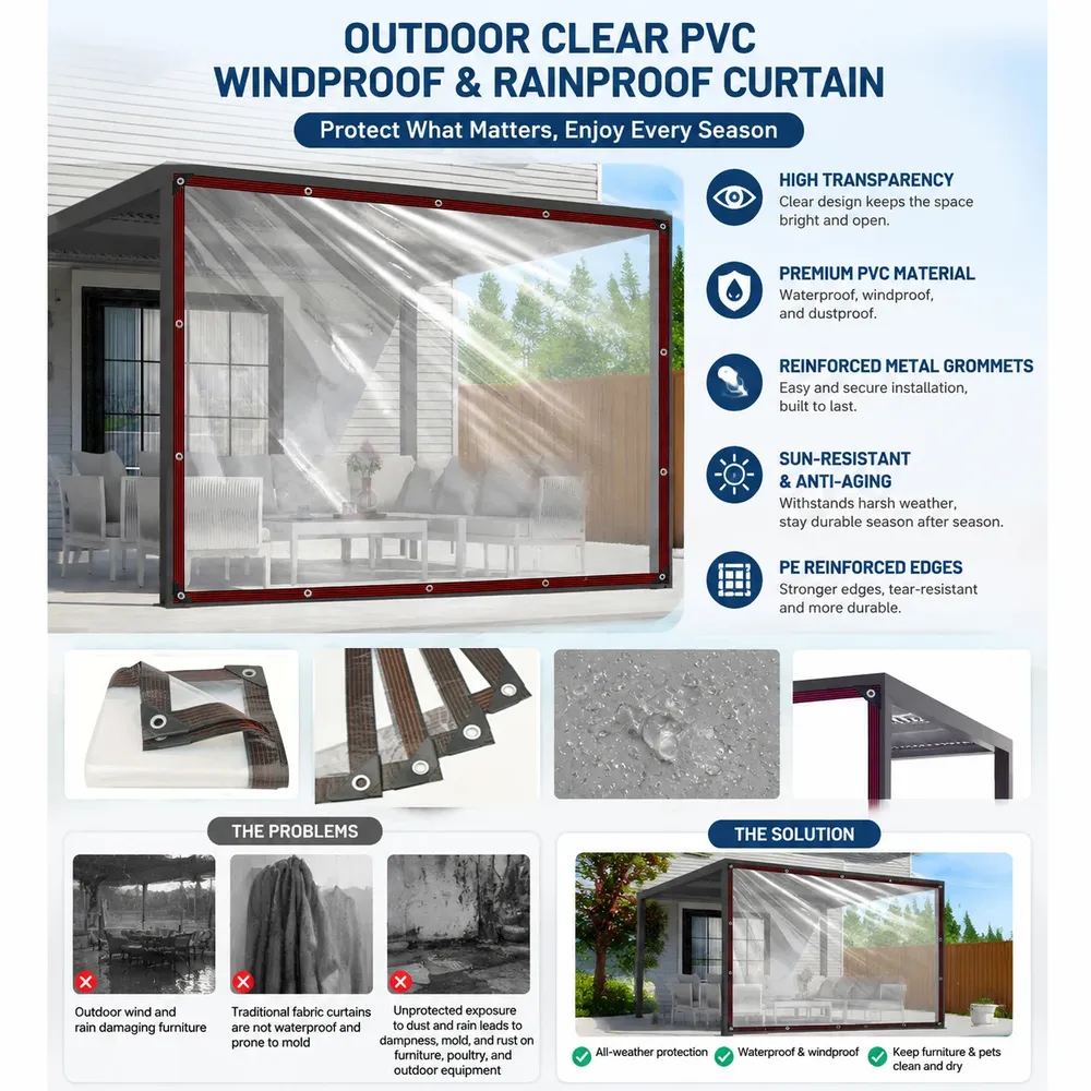 Bâche PVC transparente 2x2 à 3x3m anti-gel anti-vent