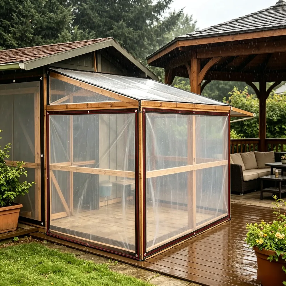 Bâche PVC transparente 2x2 à 3x3m anti-gel anti-vent