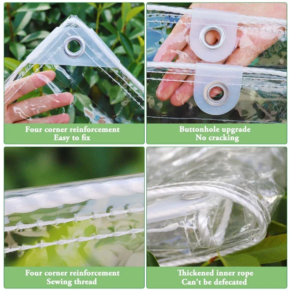 Bâche transparente 1x1.5 à 2x4m robuste anti-déchirure