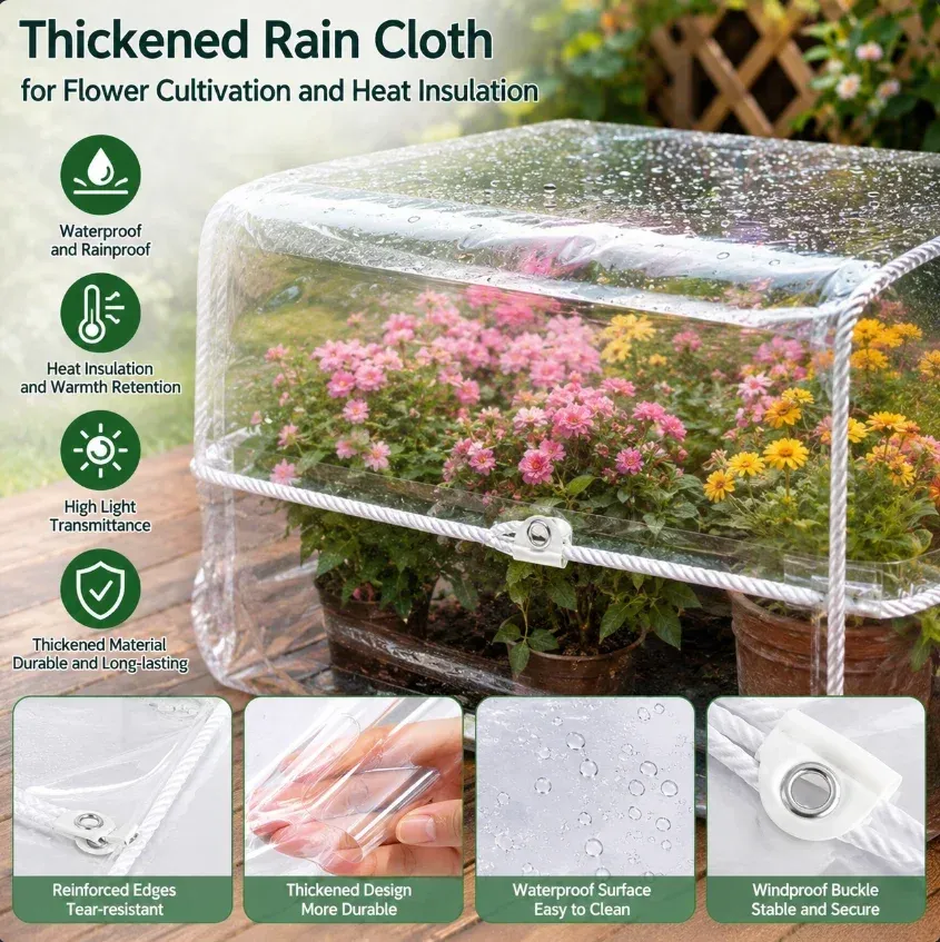 Bâche transparente 1x1.5 à 2x4m robuste anti-déchirure