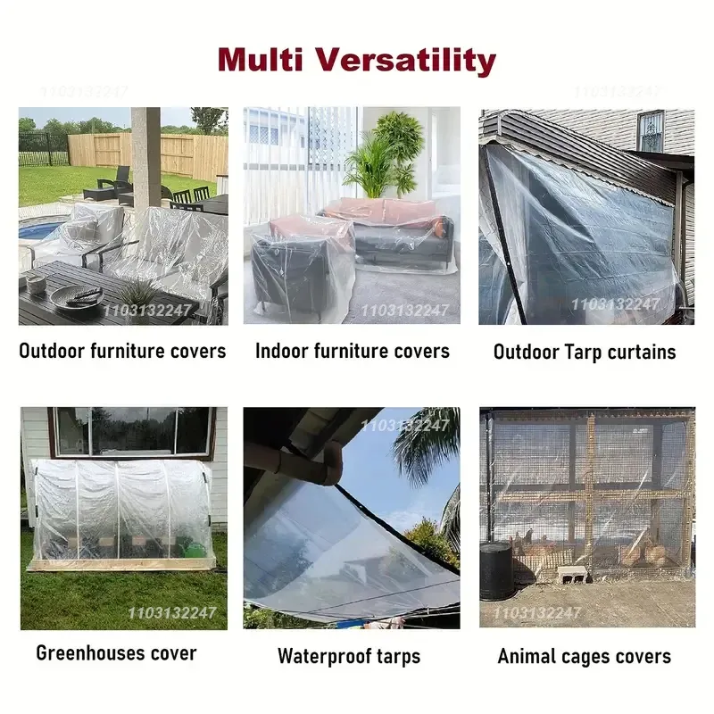 Bâche transparente épaisse 3x3m protection pluie vent