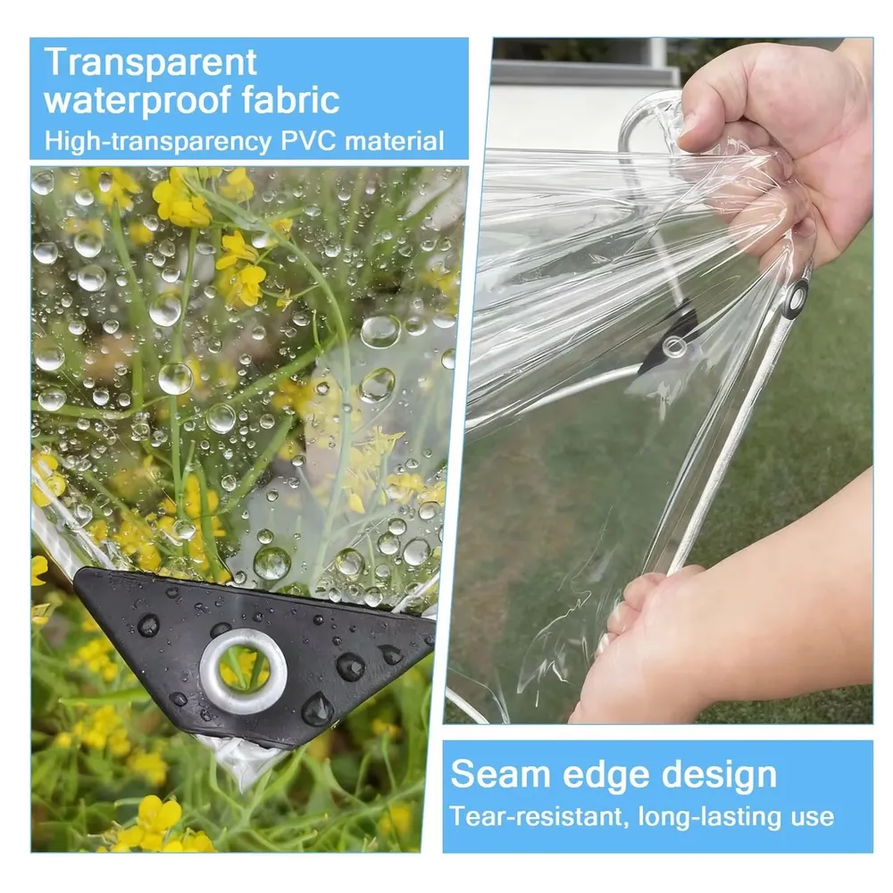 Bâche transparente PVC 100x100 à 200x300cm avec œillets