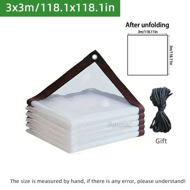 Bâche vinyle transparente 2x2 à 3x4m robuste imperméable