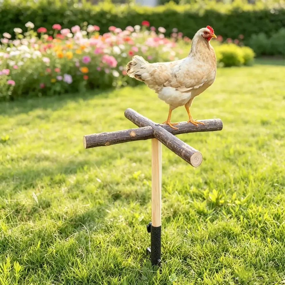 Barre de repos volailles bois pour poulailler extérieur et jardin