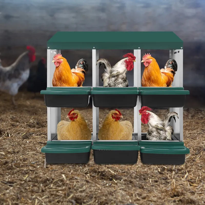 Boîte de nid de poulet 6 compartiments acier galvanisé