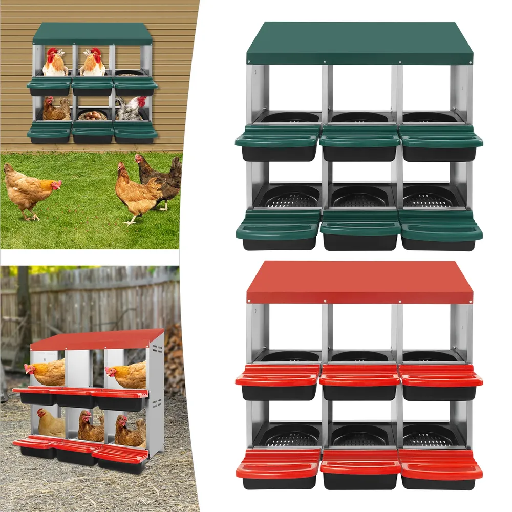 Boîte de nid de poulet 6 compartiments acier galvanisé