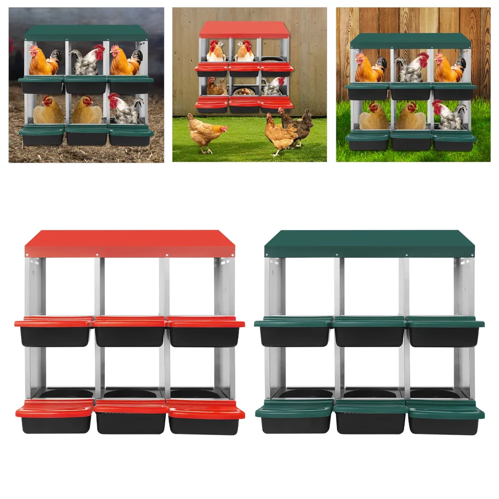 Boîte de nid de poulet 6 compartiments acier galvanisé