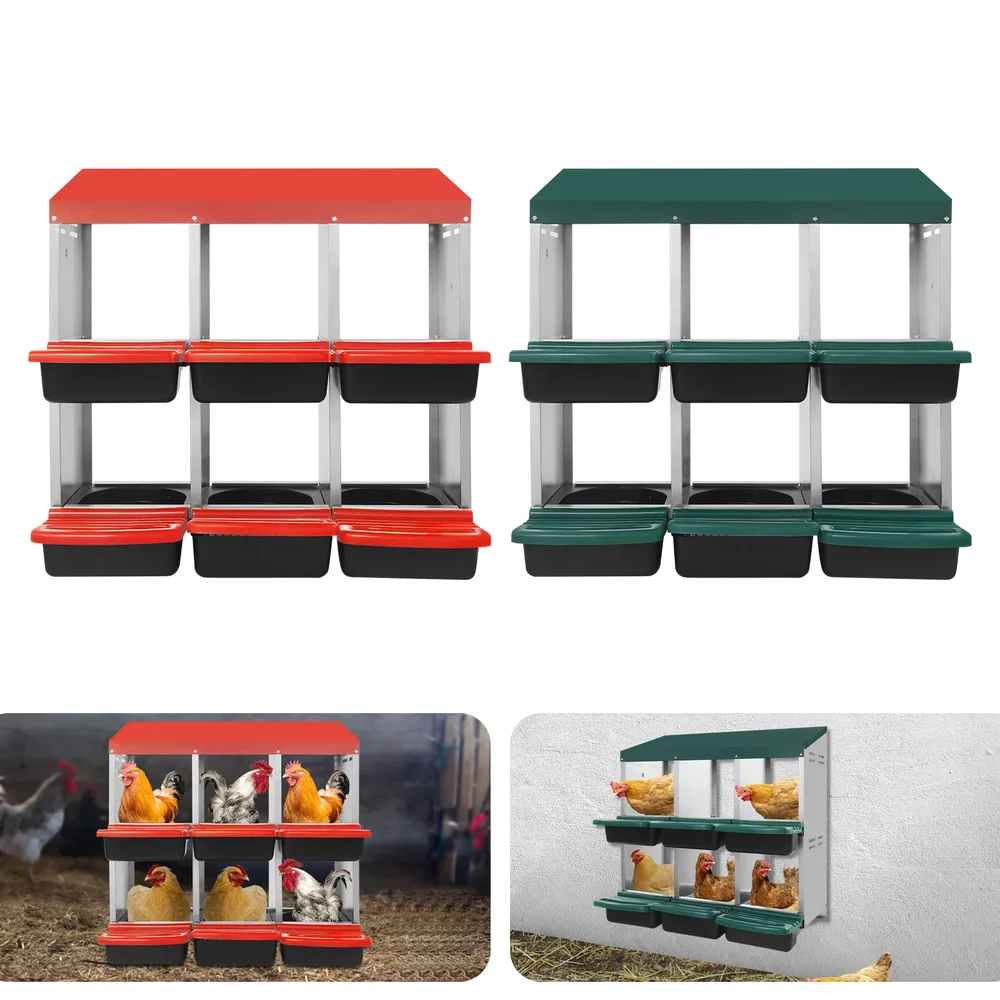 Boîte de nid de poulet 6 compartiments acier galvanisé