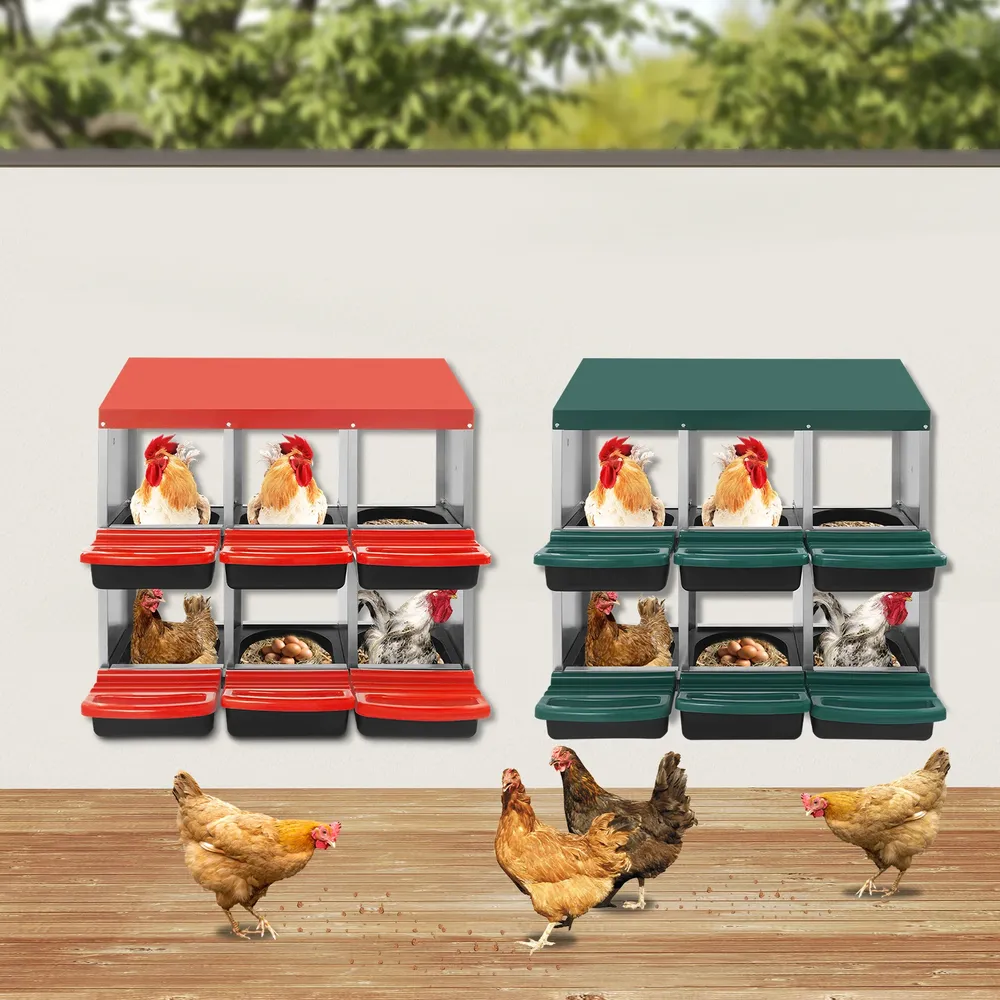 Boîte de nid de poulet 6 compartiments acier galvanisé