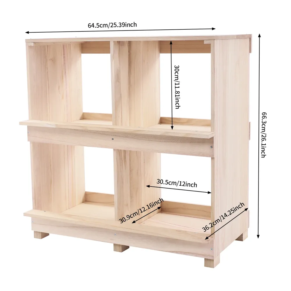 Boîte de ponte en bois 4 ou 6 compartiments avec perchoir