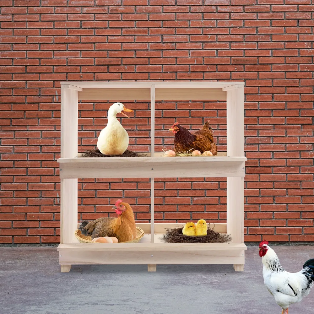 Boîte de ponte en bois 4 ou 6 compartiments avec perchoir