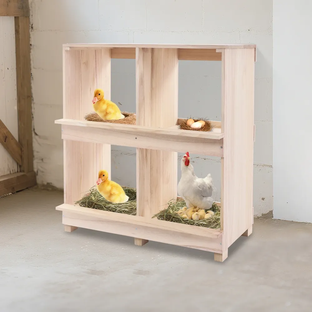 Boîte de ponte en bois 4 ou 6 compartiments avec perchoir