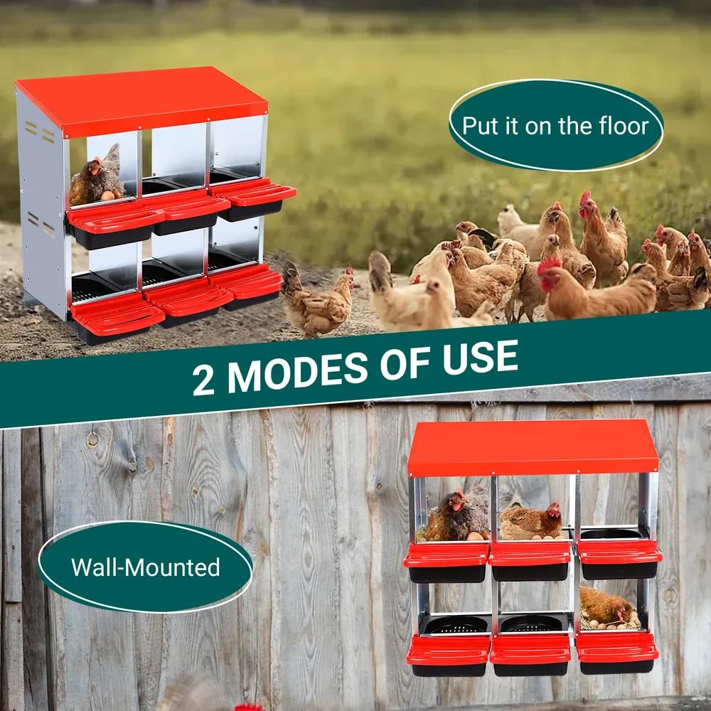 Boîte nidification poules 6 à 8 trous avec pieds mobile