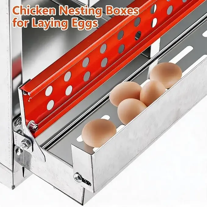 Boîte nidification poules 6 compartiments métal à dérouler