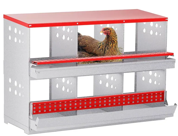 Boîte nidification poules 6 compartiments métal à dérouler