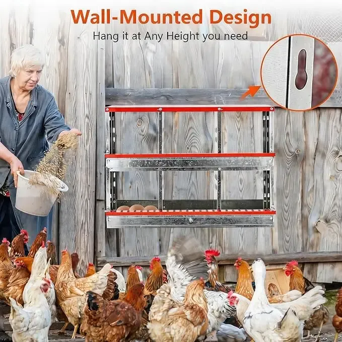 Boîte nidification poules 6 compartiments métal à dérouler