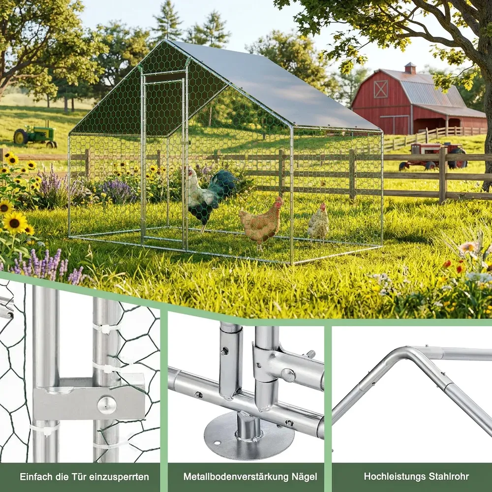 Cage à poulets 3x1,5 m cadre acier 1 mm