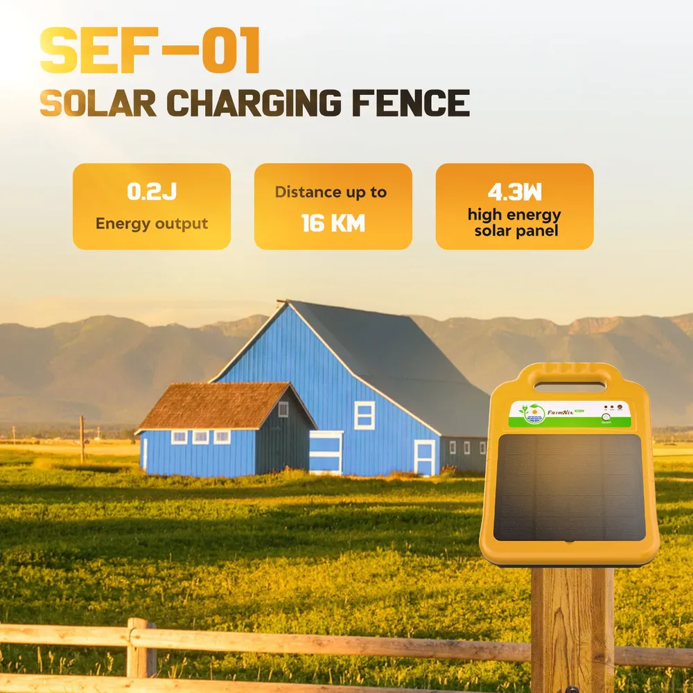 Chargeur clôture électrique solaire 16 km 0,2 J antivol