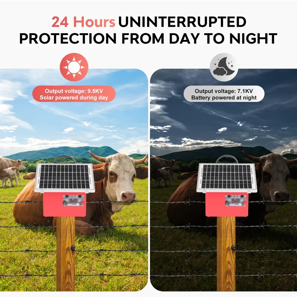 Chargeur solaire clôture électrique 32 km avec affichage batterie