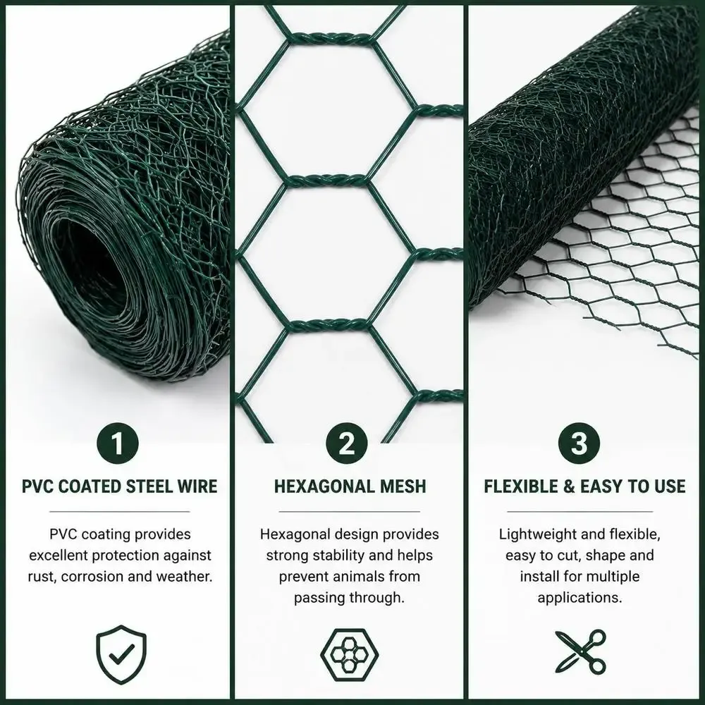 Clôture en treillis métallique PVC vert pour jardin et poulailler