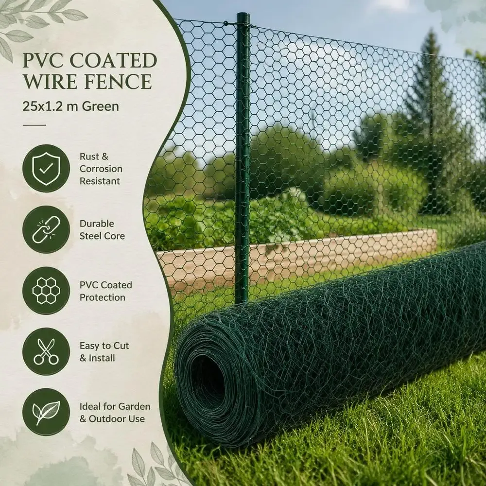 Clôture en treillis métallique PVC vert pour jardin et poulailler