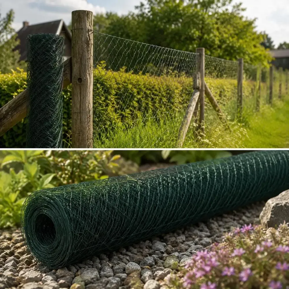Clôture en treillis métallique PVC vert pour jardin et poulailler