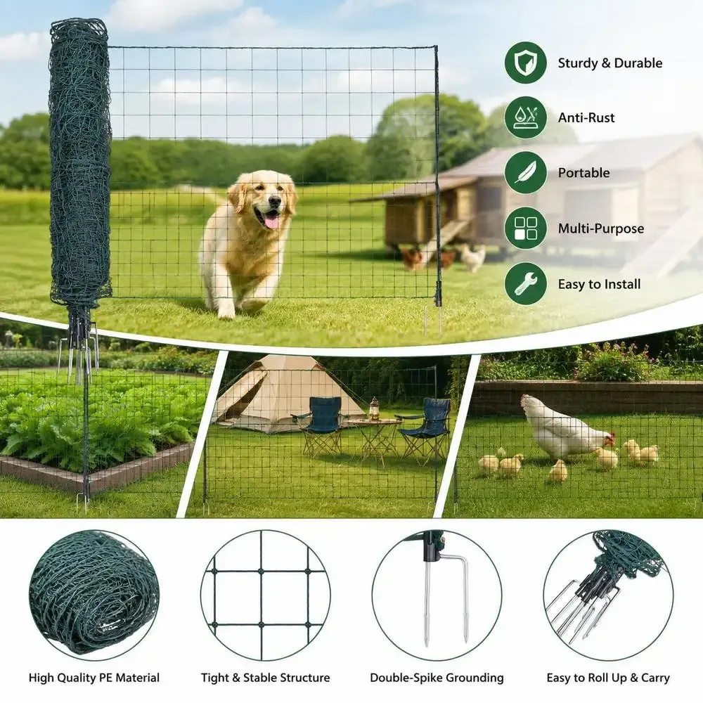 Clôture portable filet 25x1,05m pour volailles et chiens