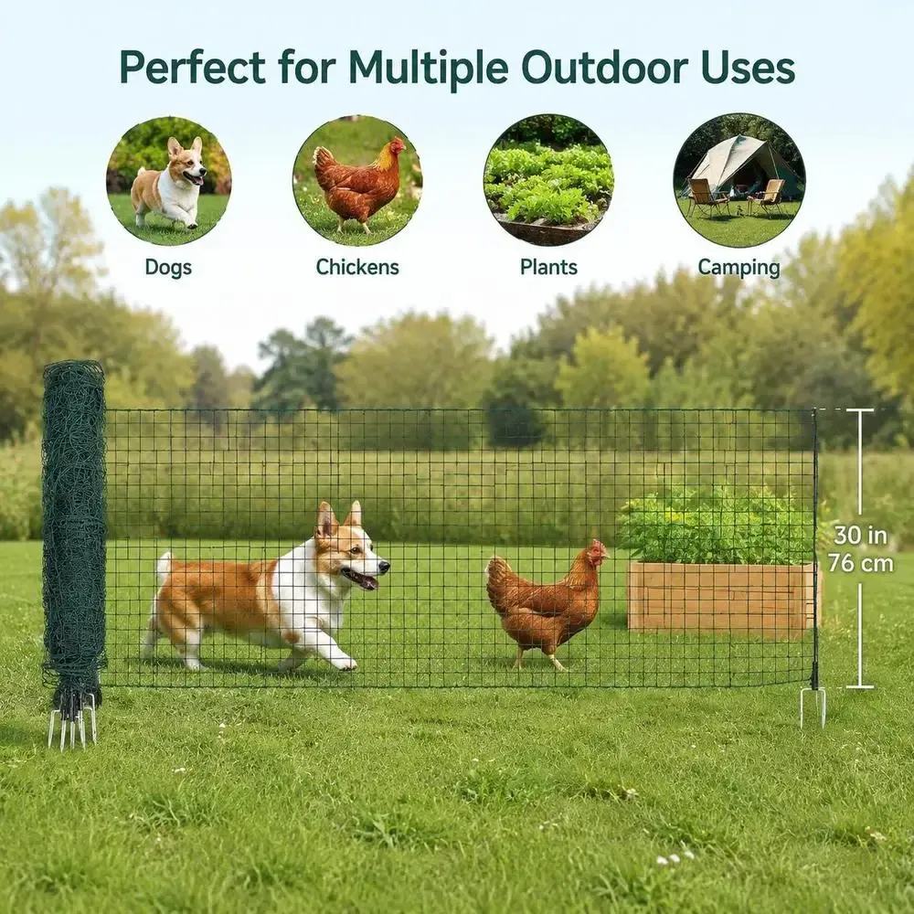 Clôture portable filet 25x1,05m pour volailles et chiens
