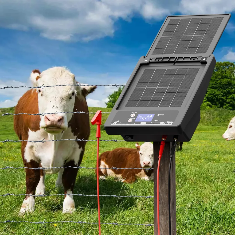 Clôture solaire 32 km, 6 à 12 kV, panneau 10 W, batterie lithium