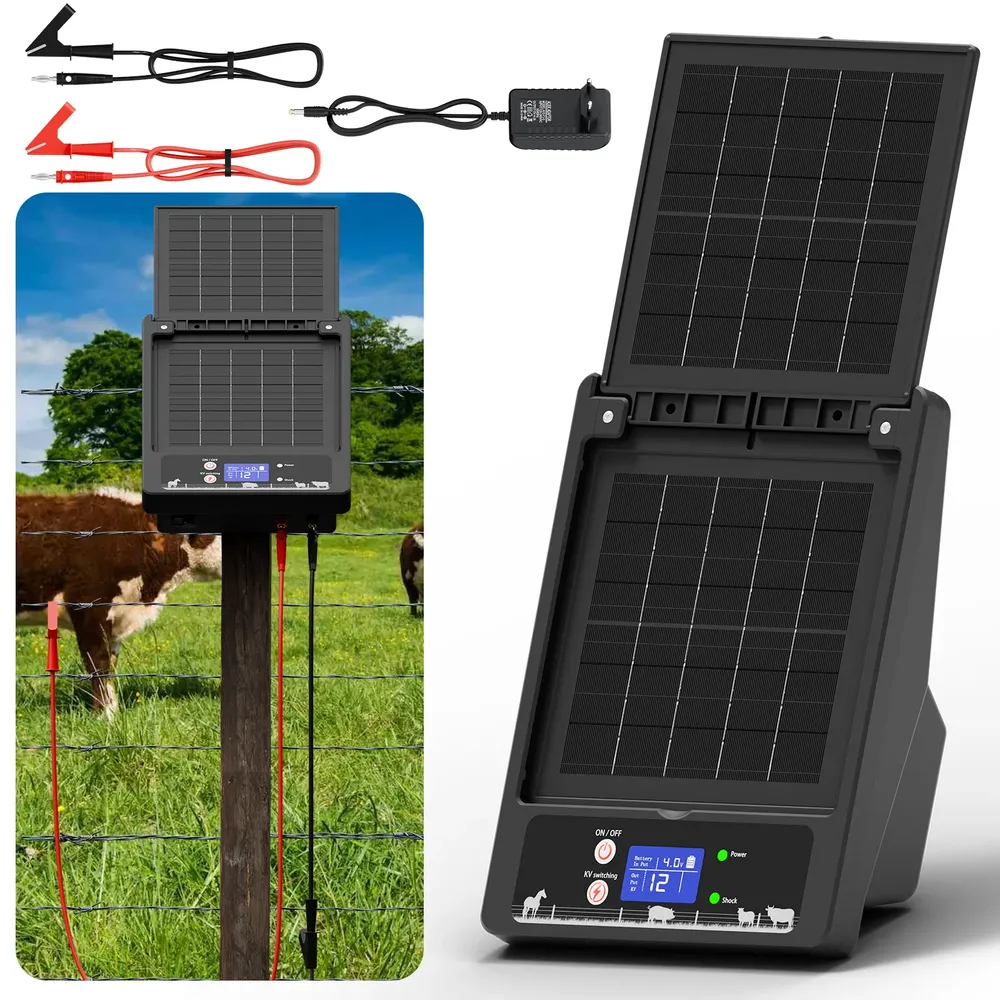 Clôture solaire 32 km, 6 à 12 kV, panneau 10 W, batterie lithium