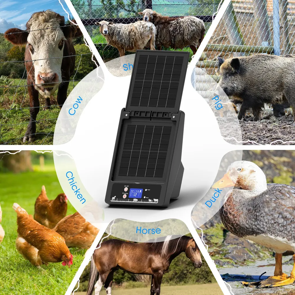Clôture solaire 32 km, 6 à 12 kV, panneau 10 W, batterie lithium