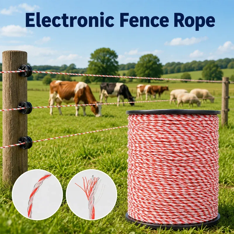 Cordon poly 500 m avec corde acier pour clôture animale