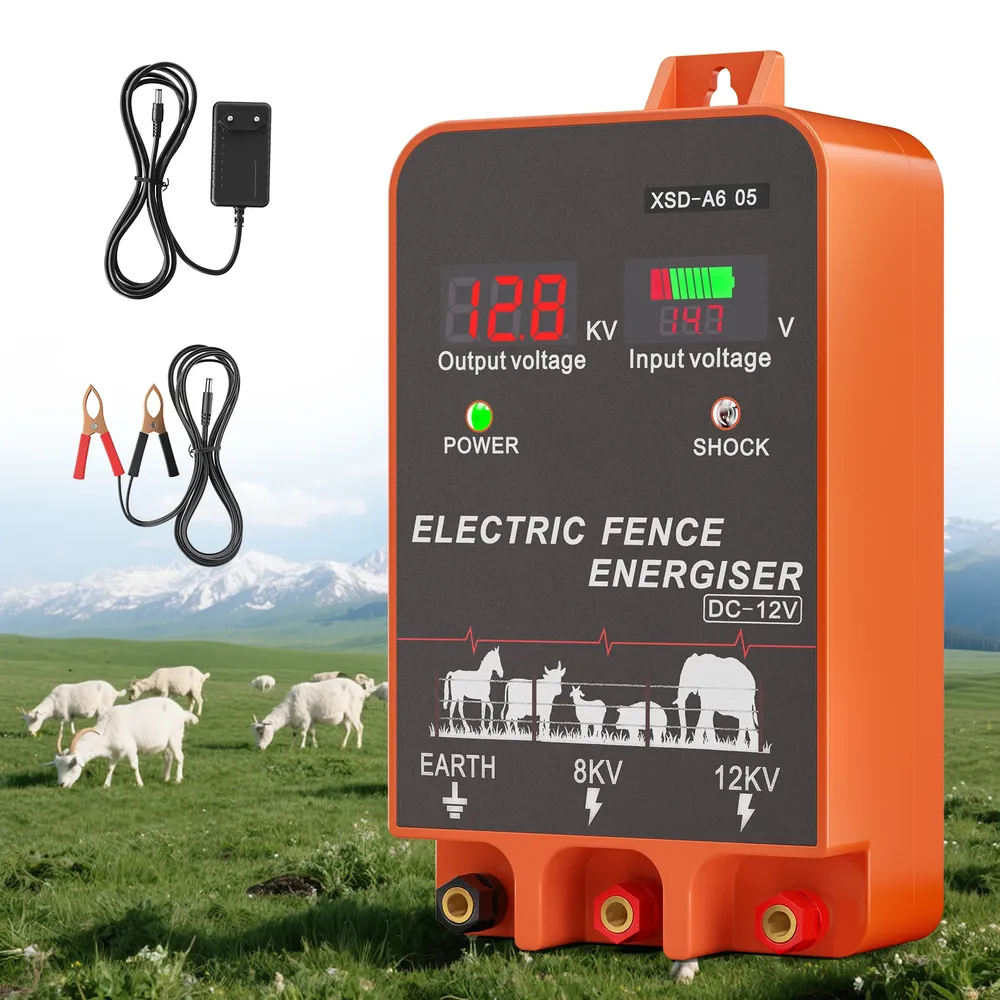 Électrificateur 10 km, 2 J, écran LCD, 12 V pour élevage