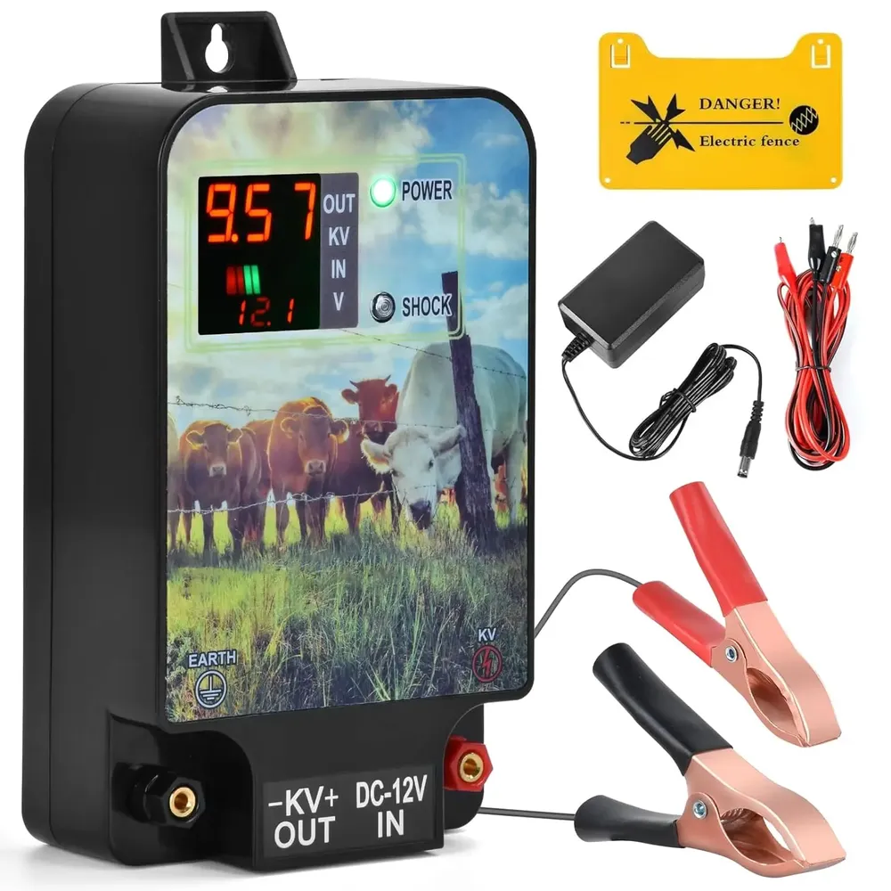 Électrificateur 10 km, 6,2 miles, pour animaux et bétail