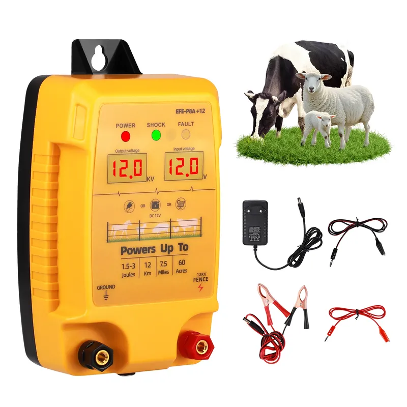 Électrificateur 12 km, 3 J, chargeur agricole portable AC