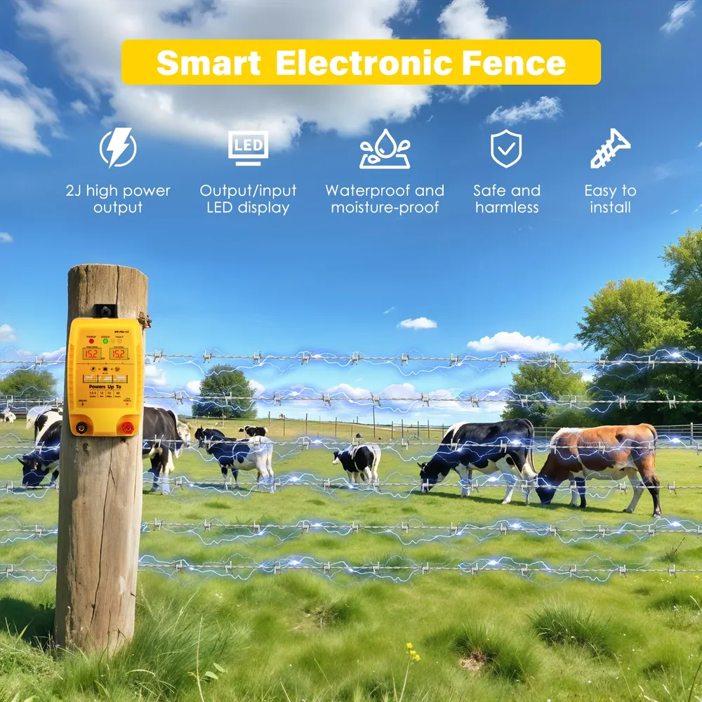 Électrificateur 12 km, 3 J, chargeur agricole portable AC