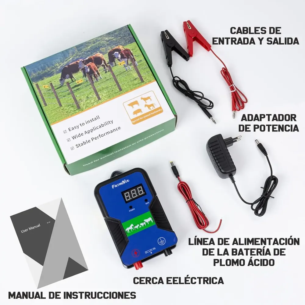 Électrificateur 15 km, 12 kV, pour bétail et animaux