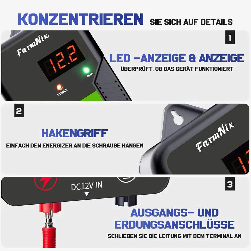 Électrificateur 15 km, 12 kV, pour bétail et animaux
