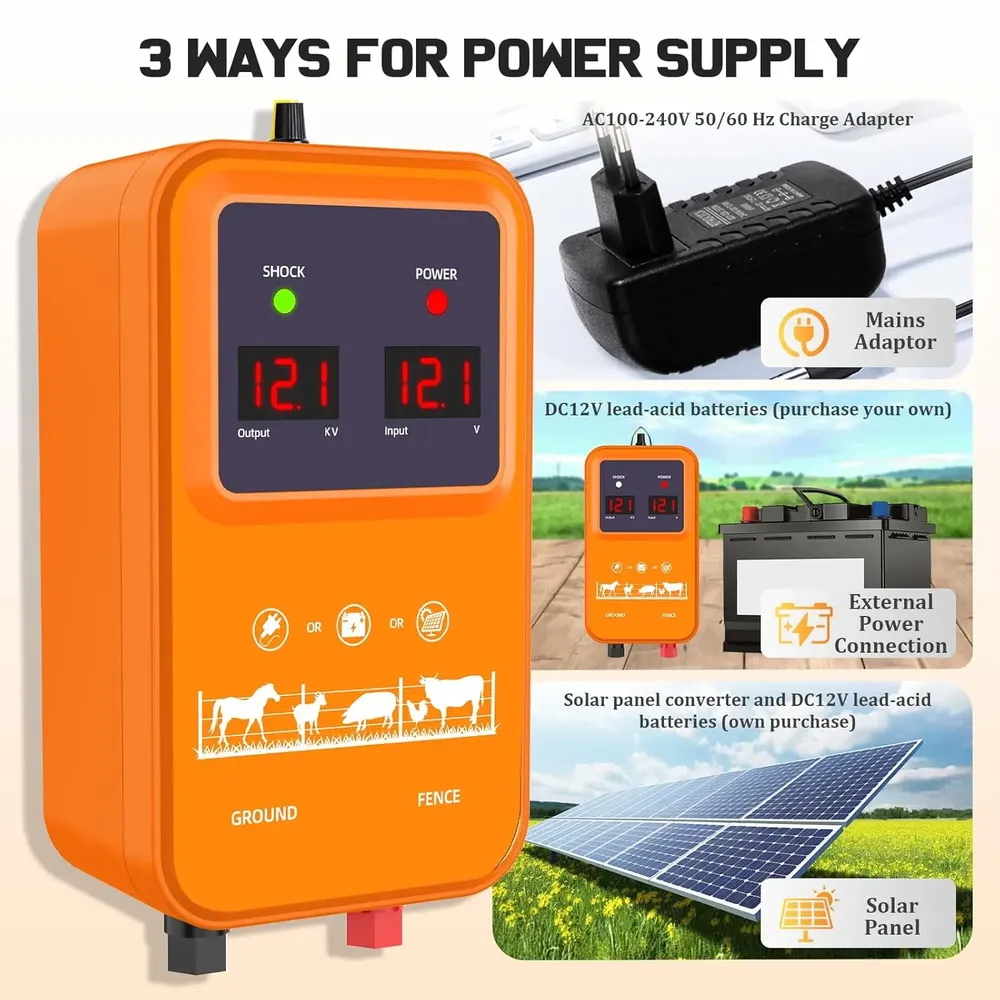 Électrificateur 15 km, 2 J, 7 à 13 KV pour bétail