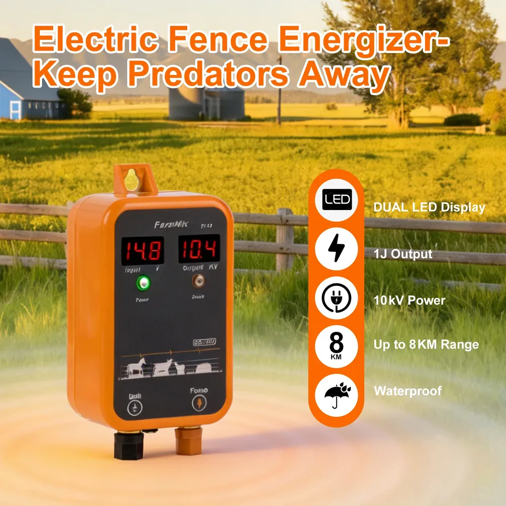 Électrificateur clôture 8 km 10 kV 1,0 J protection animaux