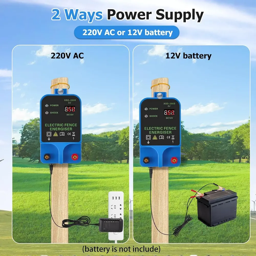 Électrificateur de clôture 10 km, 1,5 J, 12 V étanche