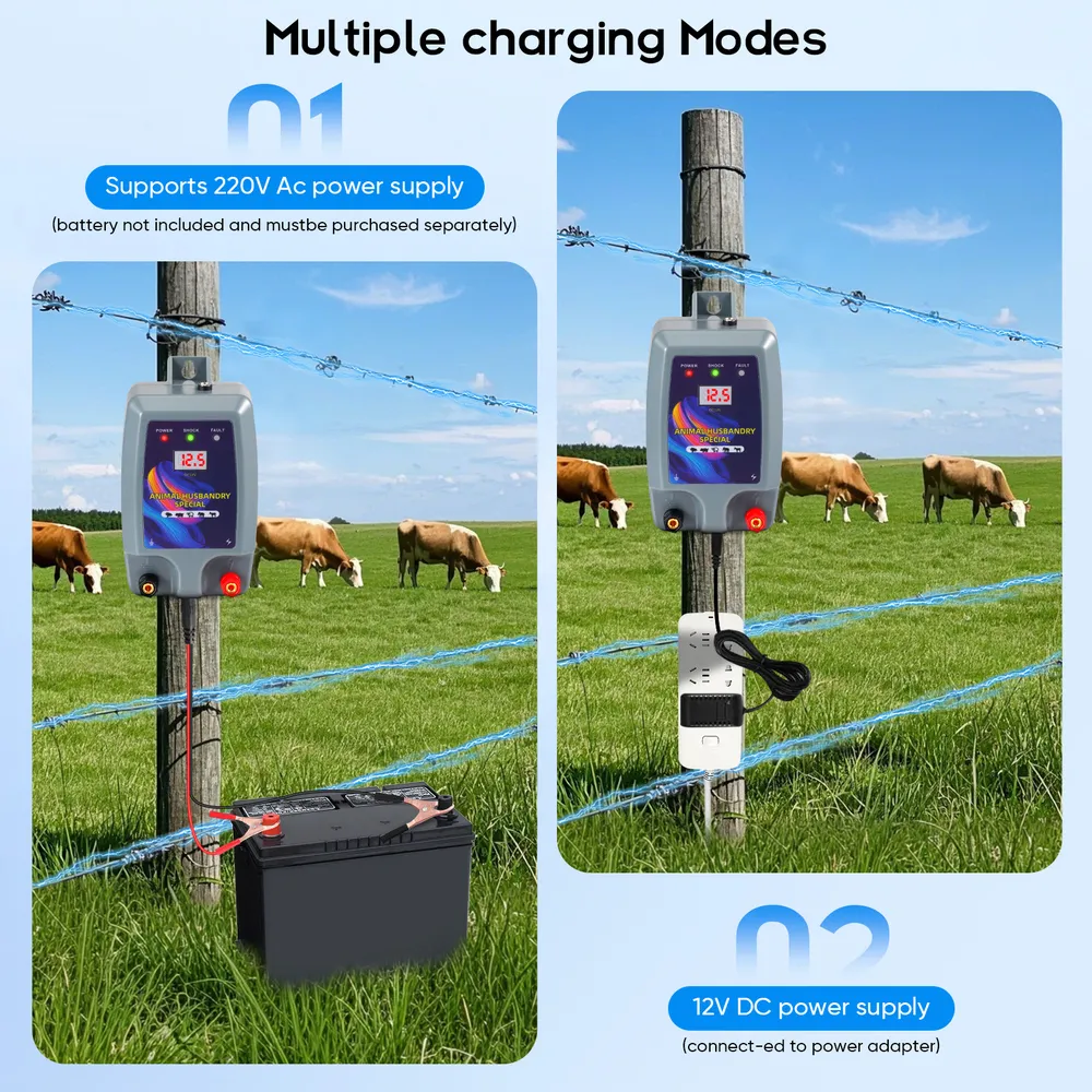 Électrificateur de clôture 15 km, 12 V, 2 J pour bétail