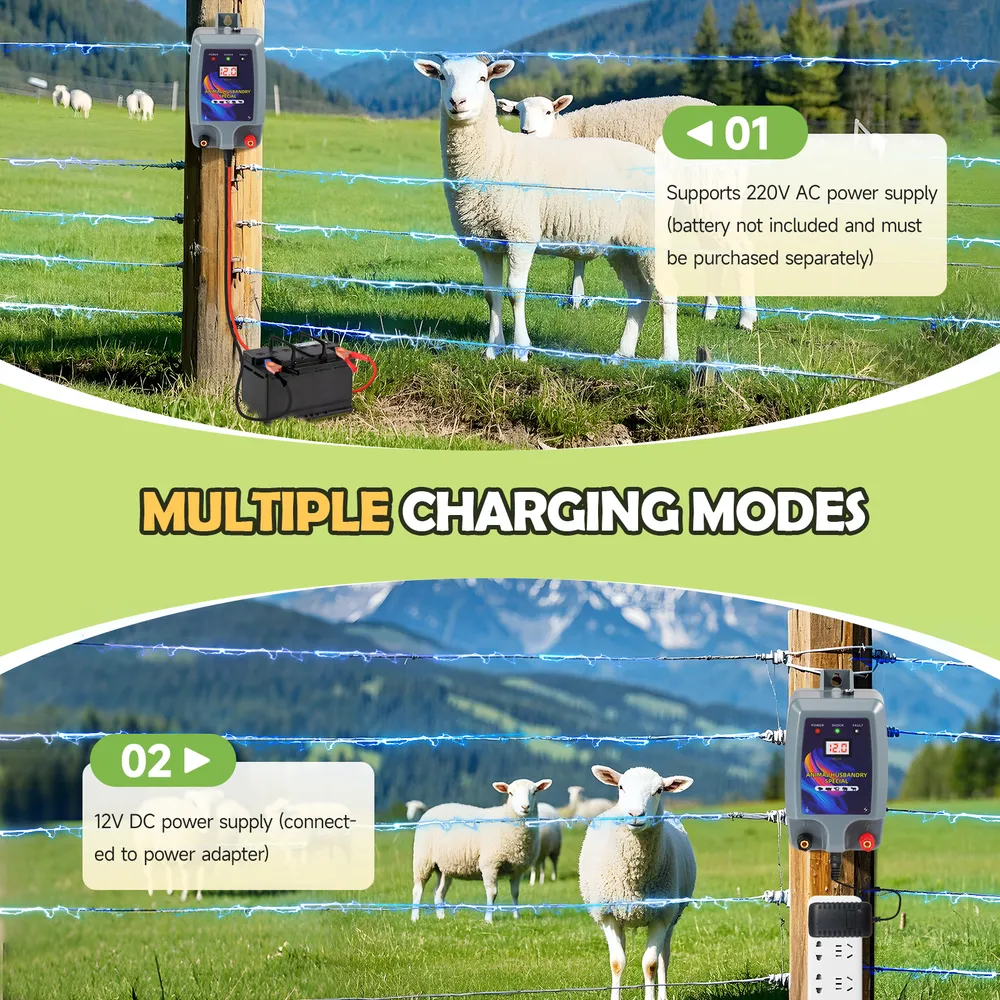 Électrificateur de clôture 15 km, 12 V, 2 J pour bétail