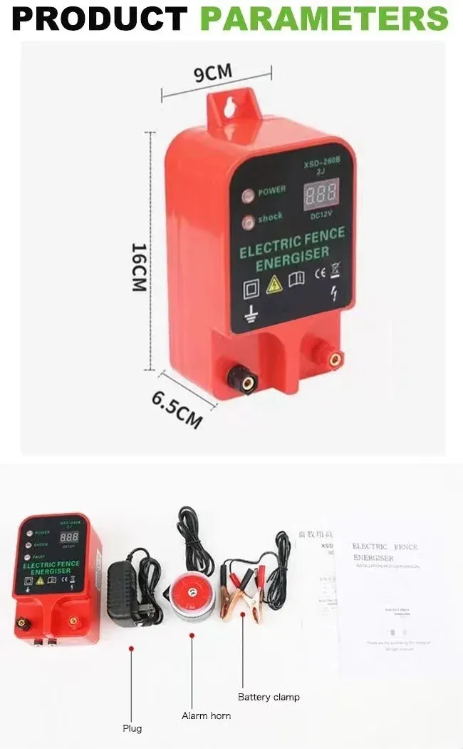 Électrificateur solaire 10 km pour volaille, accessoires clôture
