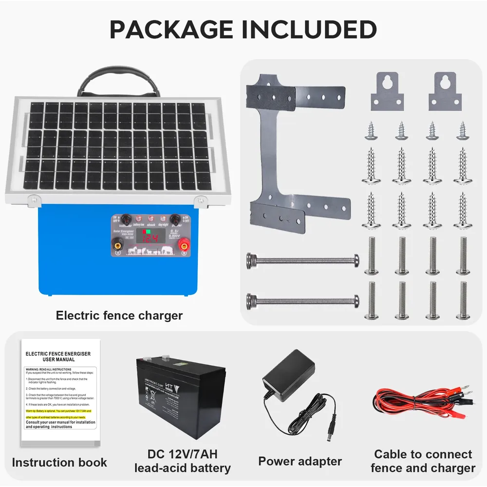 Électrificateur solaire 32 km, faible impédance, 9500 V