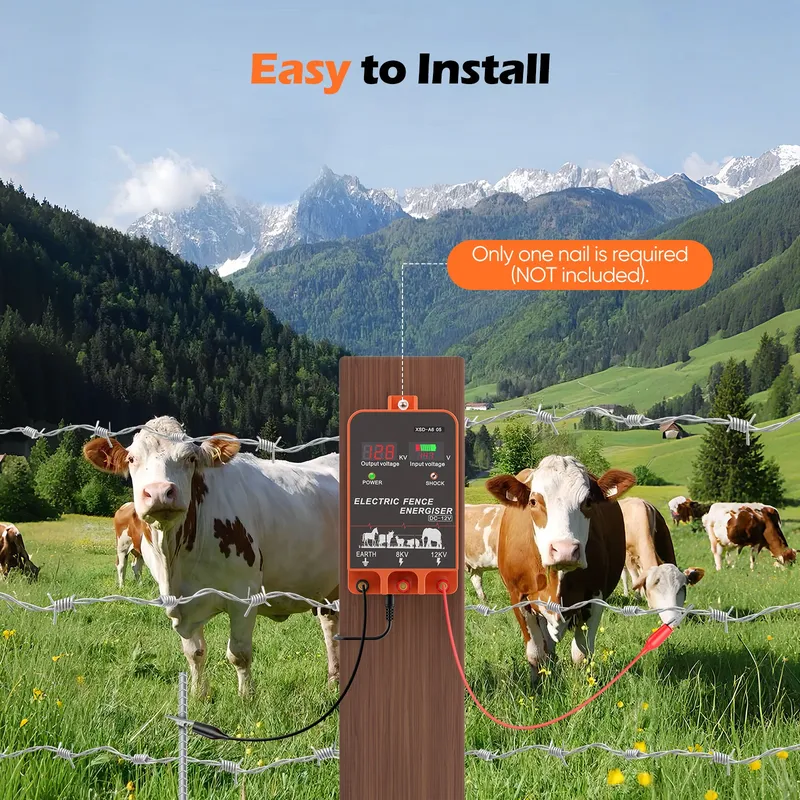Électrificateur solaire 5 km, 2 J, étanche IP44, double affichage